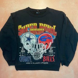 1994 Super Bowl Cropped Crewneck Sweatshirt Dallas Cowboys Buffalo Bills - S/M
